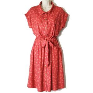LuLaRoe Stacie Button Down Shirt Dress M Light Red Orange Paisley  50off3